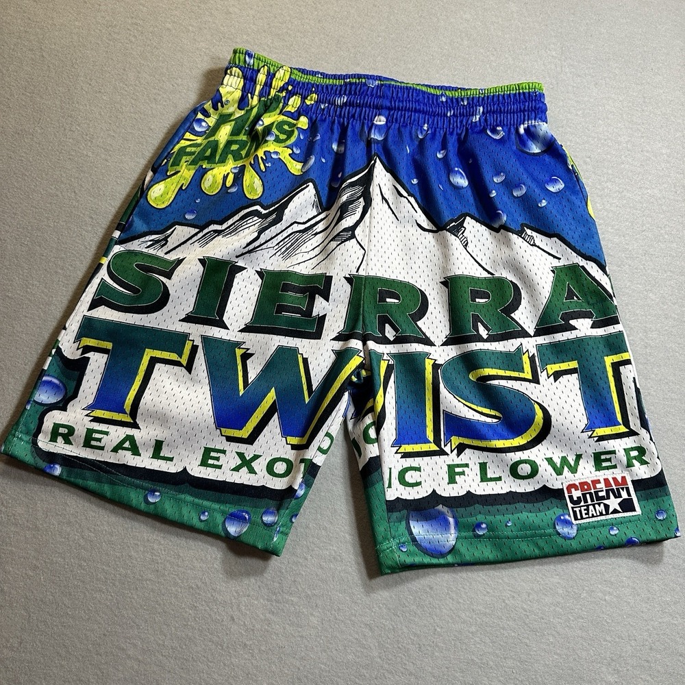 HP Farms Sierra Twist Graphic Mesh Shorts Men's Small Blue Green All Over Print